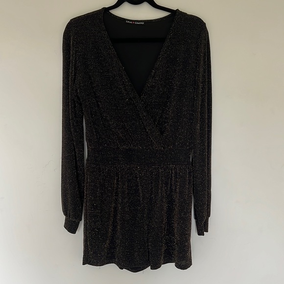 Black and gold holiday romper - Picture 1 of 5